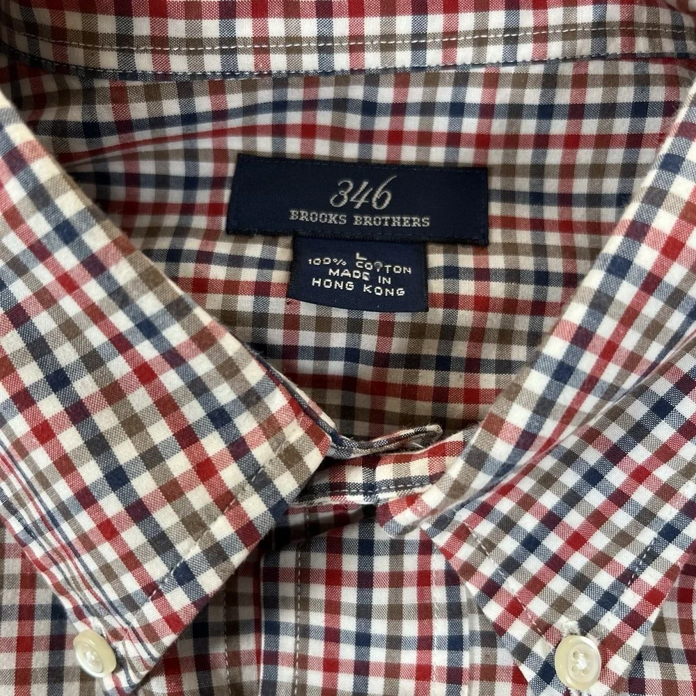 Brooks Brothers 346 Men's L Multicolor Plaid Long Sleeve Button‎ Down Shirt